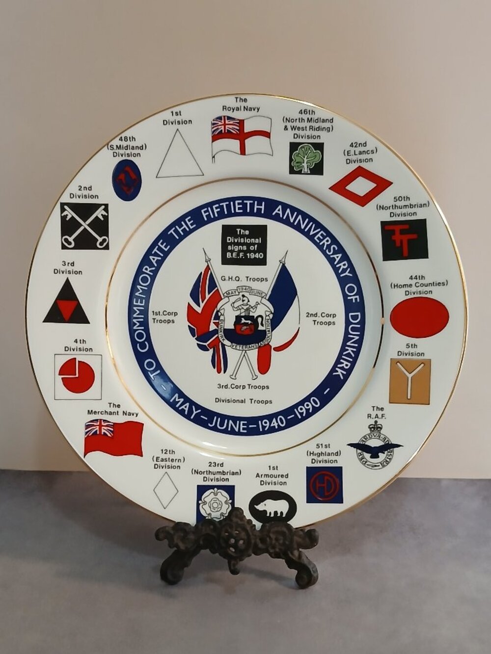 BEF 50th Anniversary of Dunkirk Commemorative Plate-Edwardian China-1990
